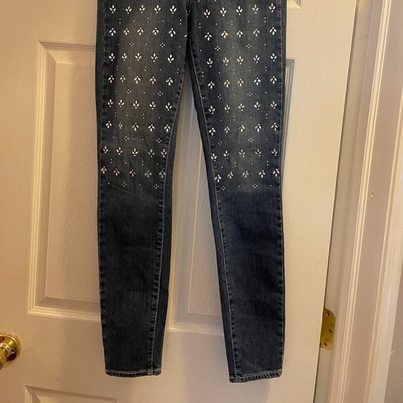 Paige Verdugo Embellished Jeweled Rhinestone Mid Rise Skinny Jean 27 - Picture 4 of 10
